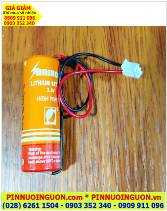 Sunmoon ER18505M (Dây zắc cắm 2.54); Pin nuôi nguồn Sunmoon ER18505M lithium 3.6v 4000mAh chính hãng